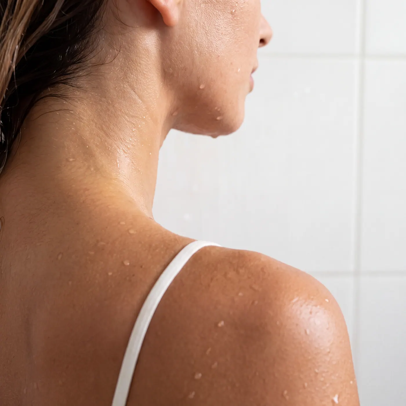 Smooth calm skin after filtering shower water with Purely